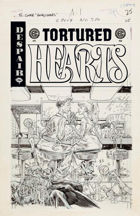 EC TORTURED HEARTS #1 (ONE SHOT) CVR E INC 1:20 DUSTIN WEAVER B&W ARTIST EDITION VAR