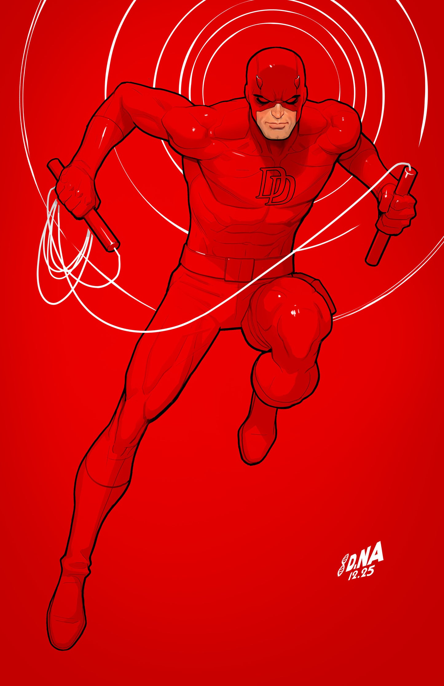 DAREDEVIL/PUNISHER: THE DEVIL'S TRIGGER #4 DAVID NAKAYAMA COLOR BLOCK RED VIRGIN VARIANT
