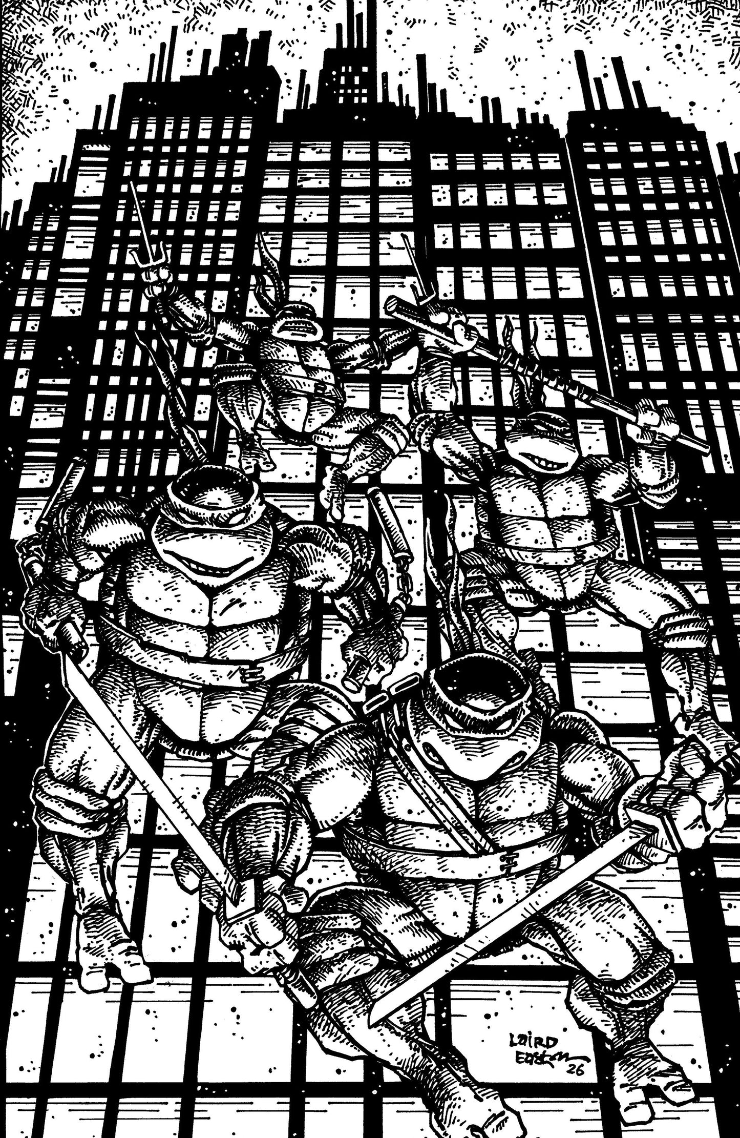 Teenage Mutant Ninja Turtles #20: 300th Issue Special Variant RI (25) (Eastman & Laird Full Art B&W)
