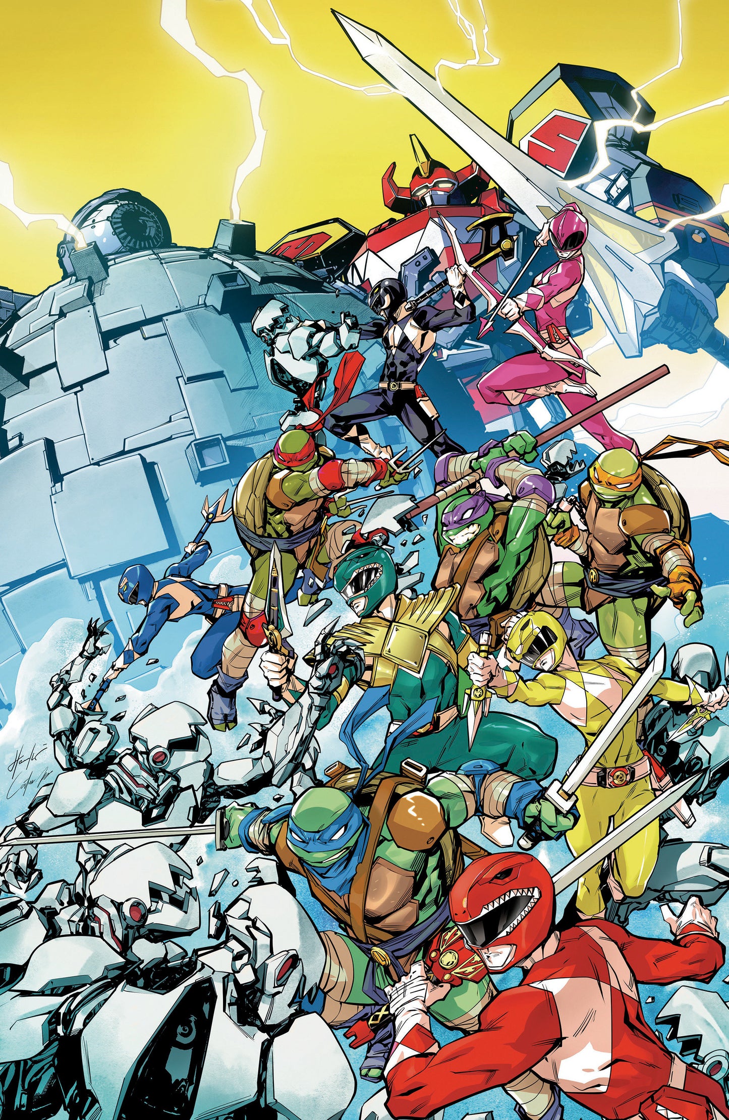 Mighty Morphin Power Rangers/Teenage Mutant Ninja Turtles III #4 M 1:5 FOC INCV (Full Art, Foil Stamp, Prasetya)