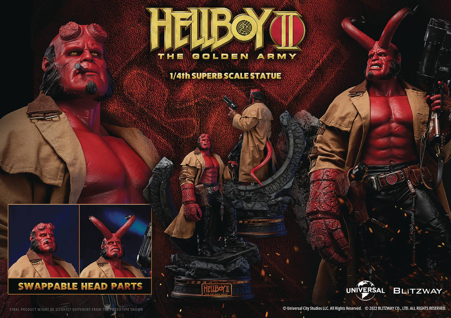 HELLBOY II GOLDEN ARMY HELLBOY 1/4 SUPERB SCALE STATUE (NET)