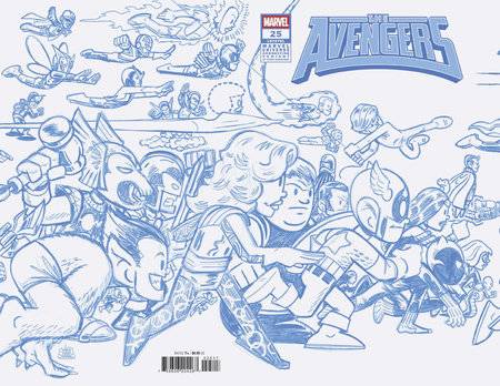 AVENGERS #25 50 COPY INCV CONNECT BLUE LINE SKETCH VAR B