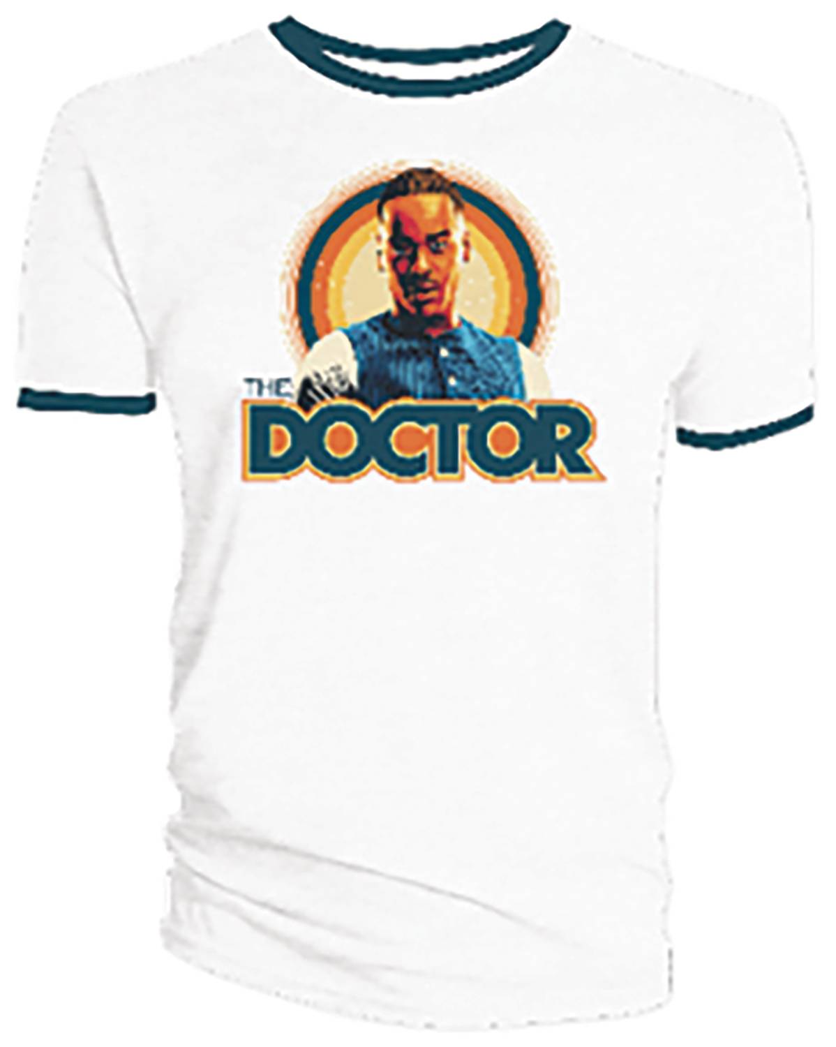 DOCTOR WHO FIFTEENTH DOCTOR RETRO WHITE W BLU RINGER SZ S TS