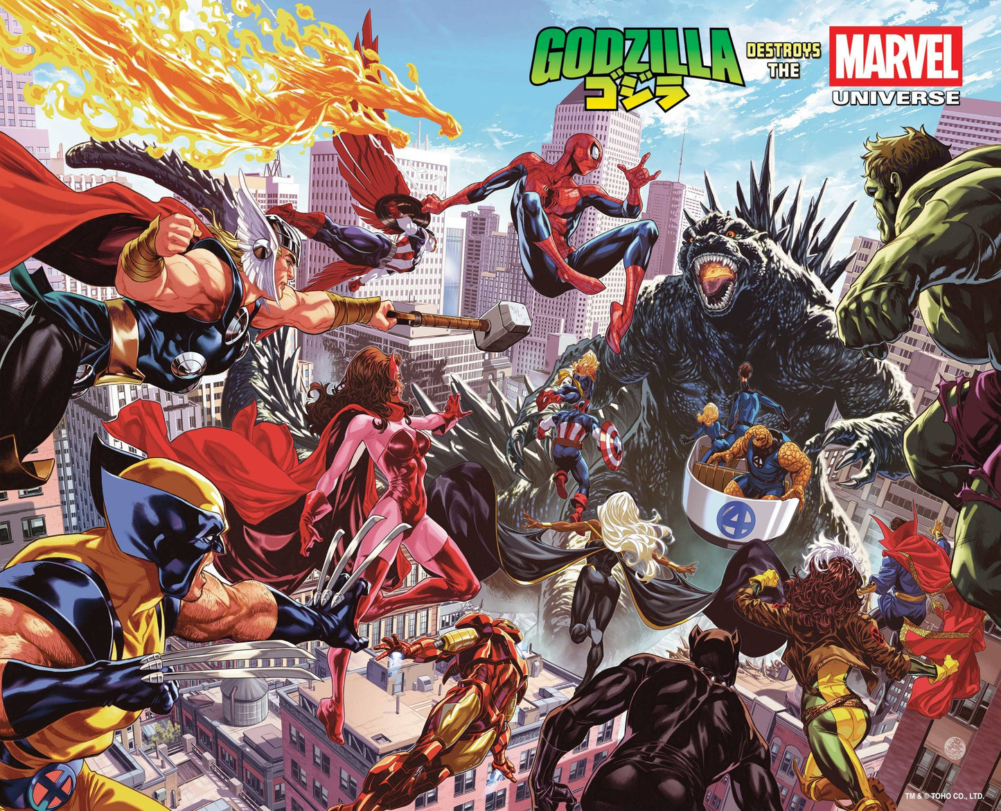 GODZILLA DESTROYS THE MARVEL UNIVERSE #1 WRAPAROUND