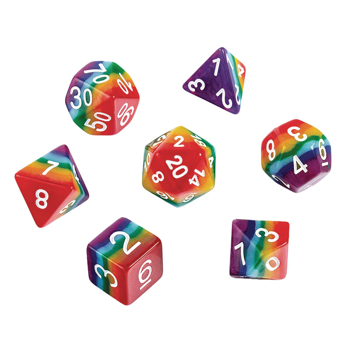 RESIN DICE RAINBOW 7PC SET (NET) (C: 1-1-2)