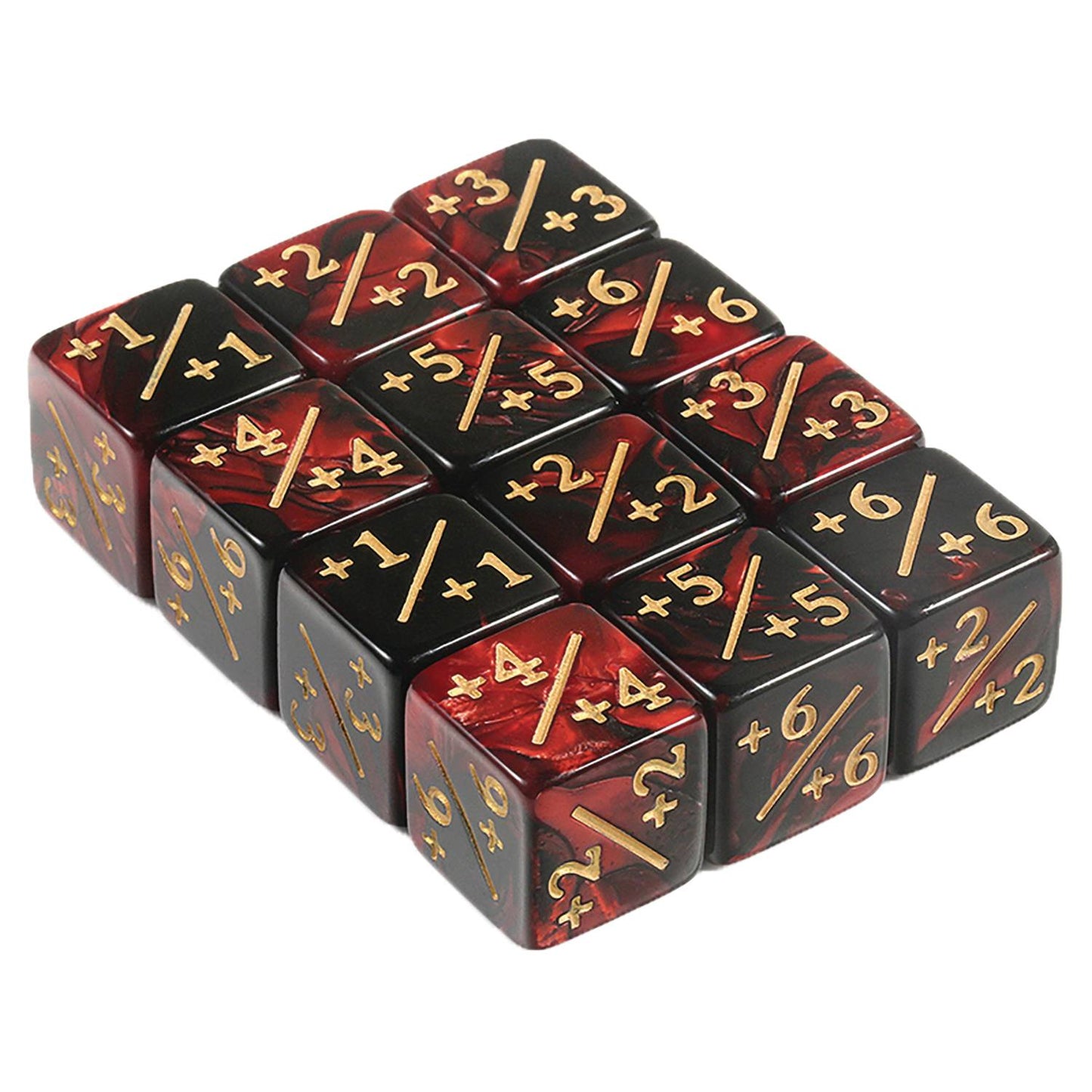 POSITIV/NEGATIVE DICE COUNTERS RED 12PC SET (NET) (C: 1-1-2)