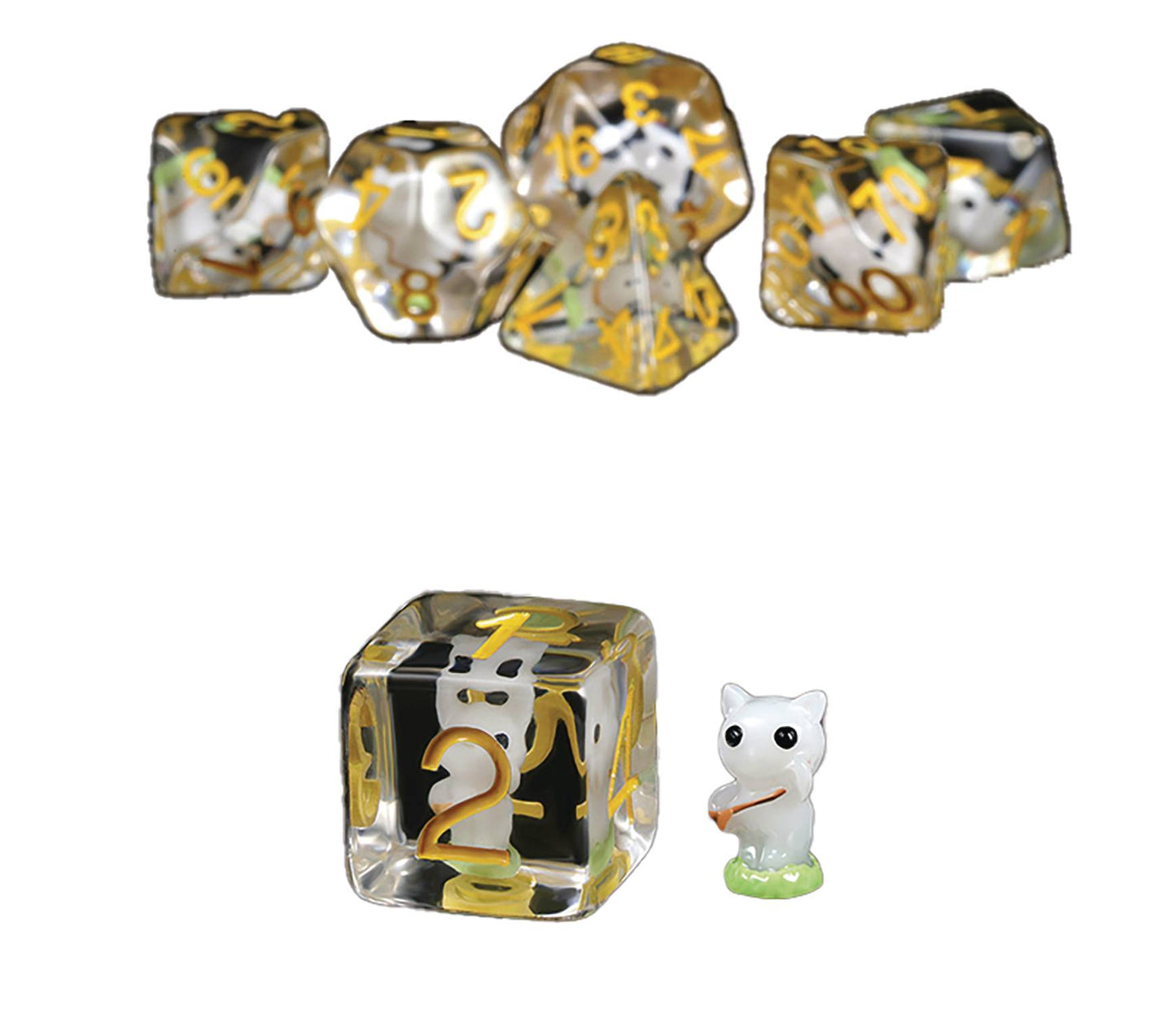 RESIN DICE WHITE CAT 7PC SET (NET) (C: 1-1-2)