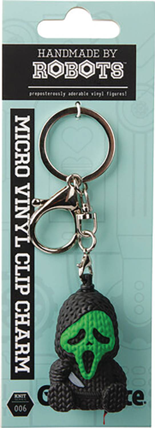 HANDMADE BY ROBOTS MINI GHOST FACE GREEN 1 3/4IN KEYCHAIN (N