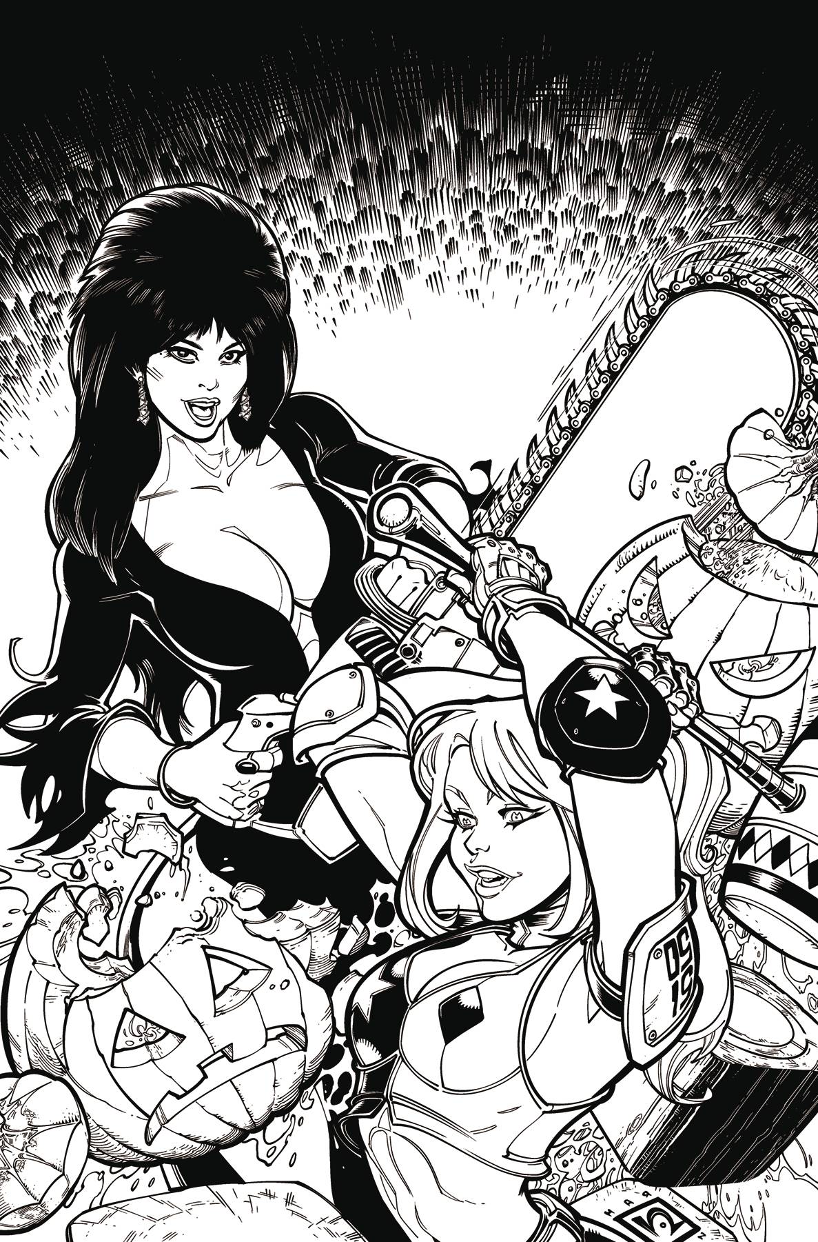 HARLEY QUINN X ELVIRA #1 CVR Q 15 COPY INCV HARDIN LINE ART