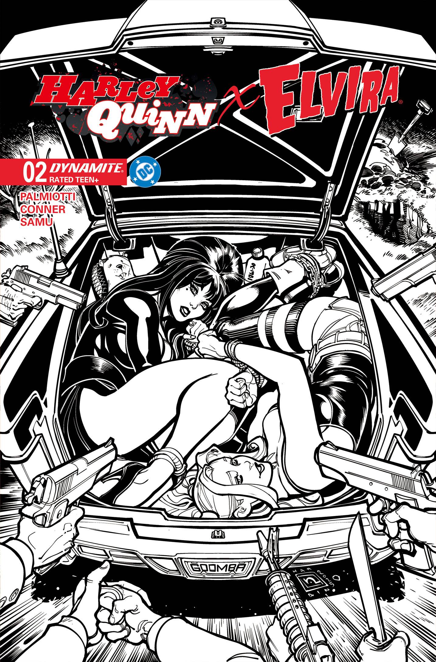 HARLEY QUINN X ELVIRA #2 CVR M 10 COPY INCV HARDIN LINE ART
