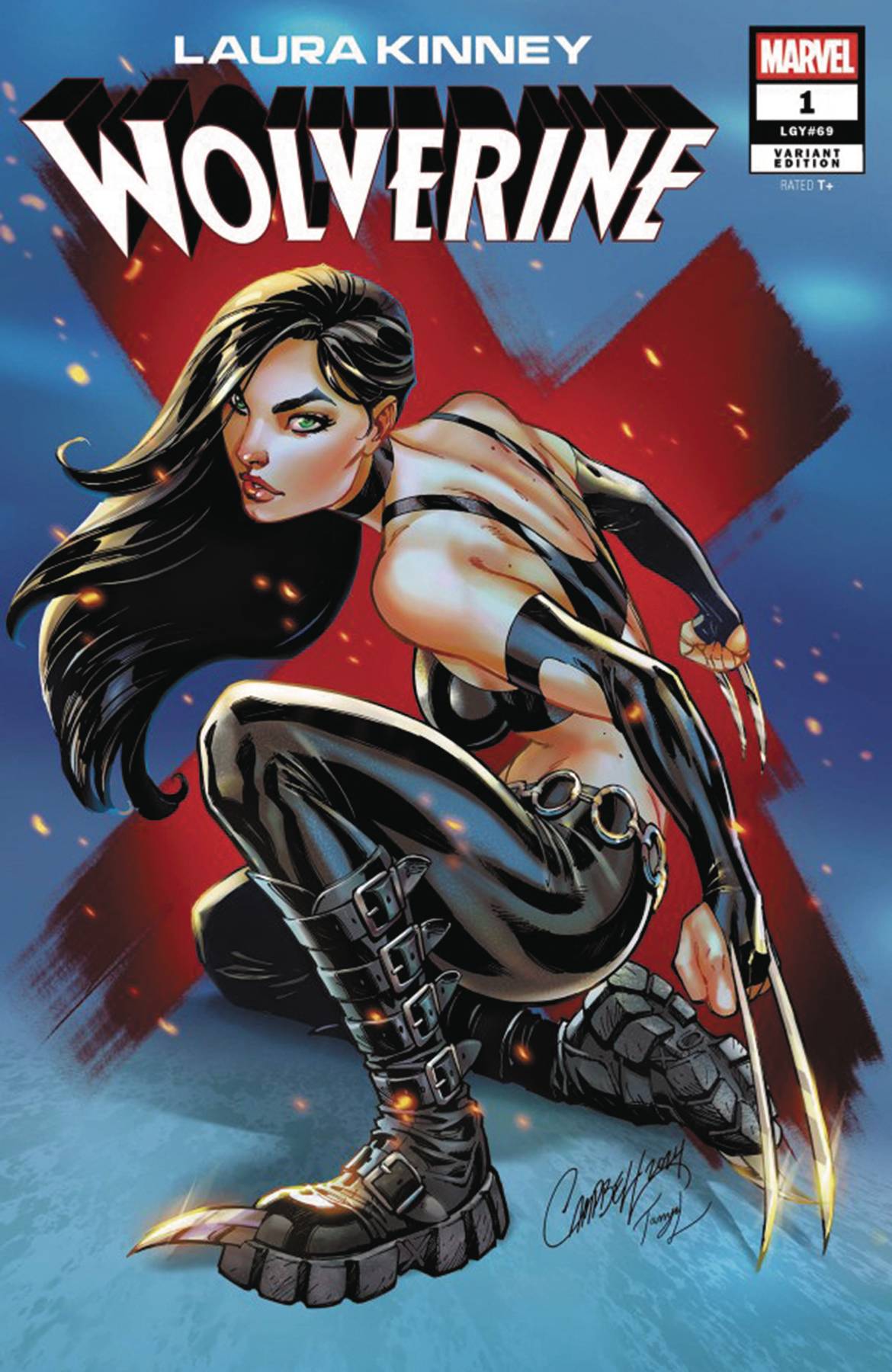 DF LAURA KINNEY WOLVERINE #1 CAMPBELL SCHULTZ SILVER SGN (C: