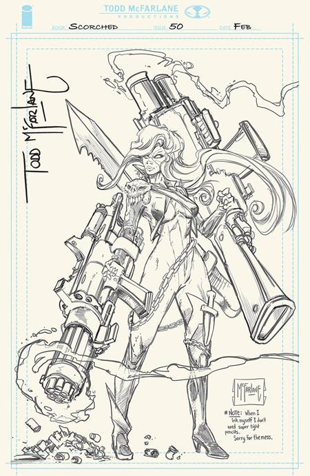 SPAWN SCORCHED #50 CVR H INC 1:1000 TODD MCFARLANE VIRGIN SIGNED W SKETCH VAR