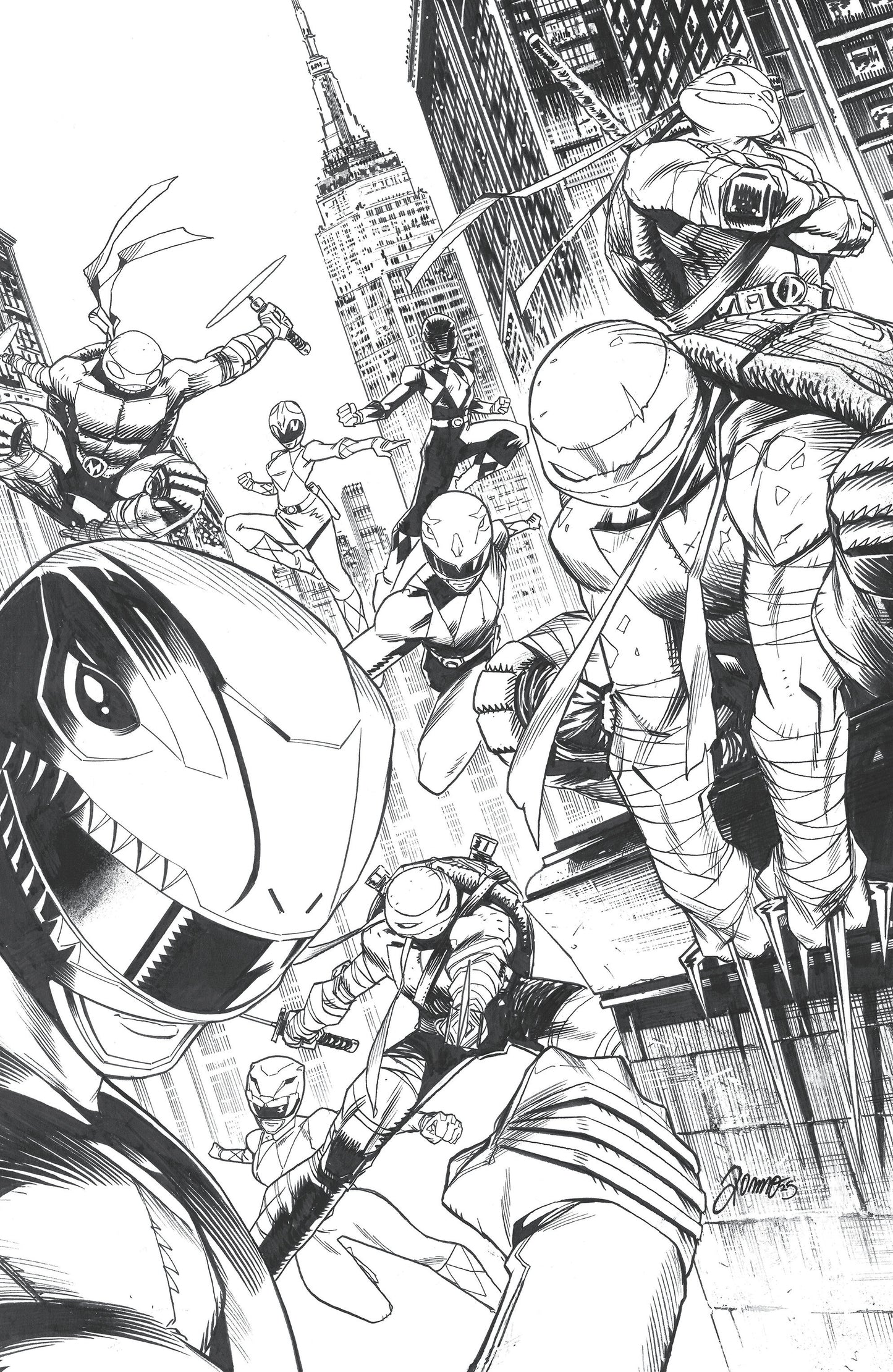 Mighty Morphin Power Rangers/Teenage Mutant Ninja Turtles III #5 E 1:10 INCV (Full Art, Inks, Zonno)