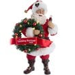 Coca-Cola Santa Holding Lighted Wreath 10 1/2-Inch Statue