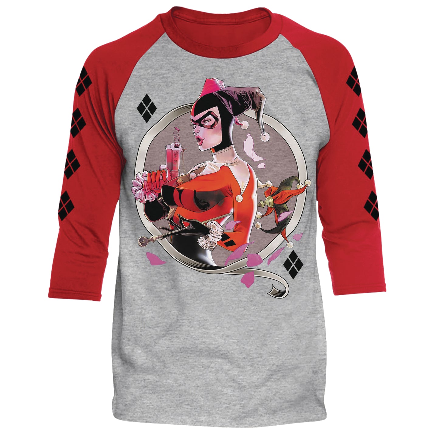DC BATMAN HARLEY Q HEATHER/RED RAGLAN XL (C: 0-1-1)