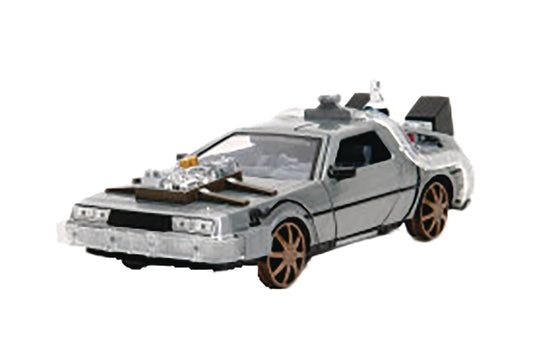 BTTF TIME MACHINE W/ RAIL WHEELS 1/24 DIE-CAST VEHICLE (NET)