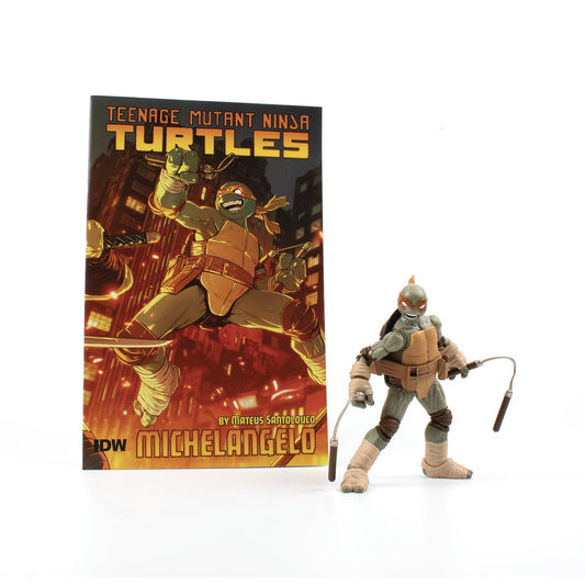 TMNT MICHELANGELO V2 IDW COMIC BOOK & BST AXN 5IN AF (NET) (