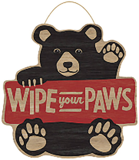 WIPE YOUR PAWS HANGING WOOD MDF SIGN (NET) (C: 1-1-2)