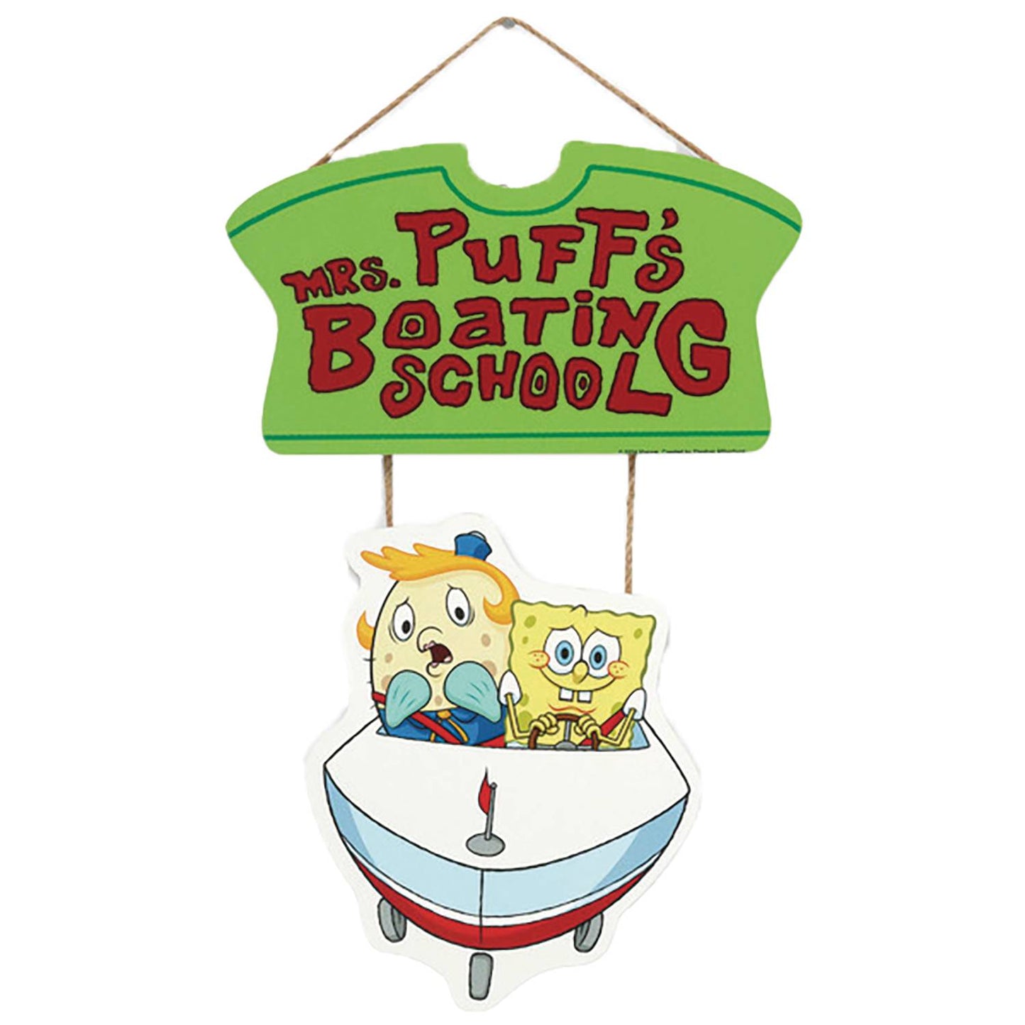 SPONGEBOB MRS PUFFS BOATING SCHOOL 10X15 HANGING WOOD SIGN (