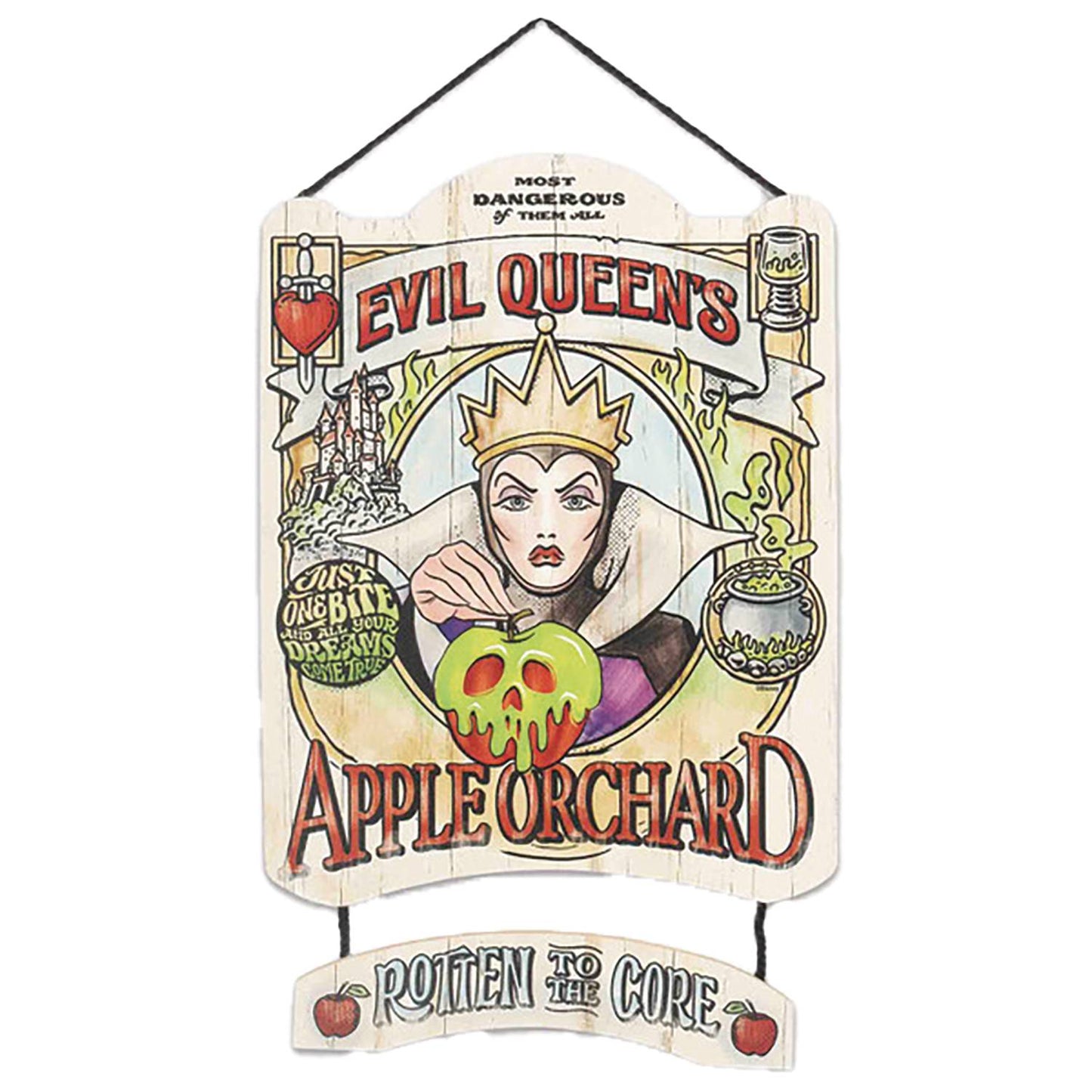 SNOW WHITE EVIL QUEEN APPLE ORCHARD 10X15 HANGING WOOD SIGN