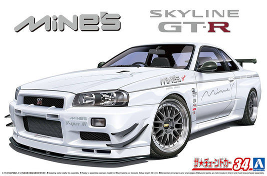 NISSAN MINES BNR34 SKYLINE GT-R 02 1/24 PLASTIC MODEL KIT (N