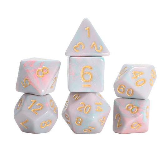 RPG DICE SET 7 UNICORN PINK (C: 0-1-2)