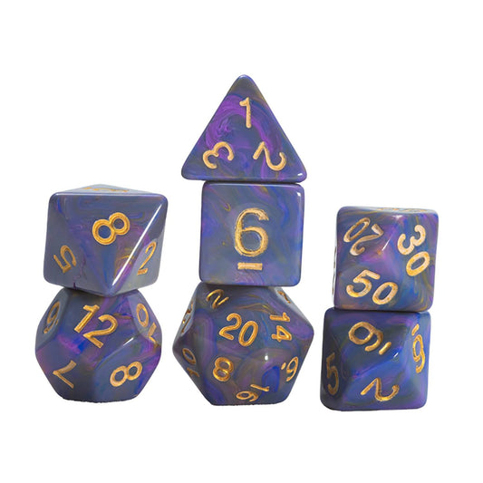 RPG DICE SET 7 UNICORN PURPLE (C: 0-1-2)