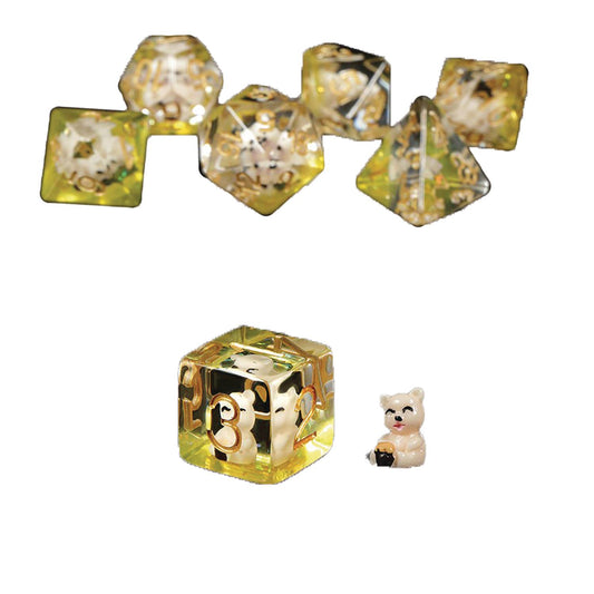 RESIN DICE HONEY BEAR 7PC DICE SET (NET) (C: 1-1-2)