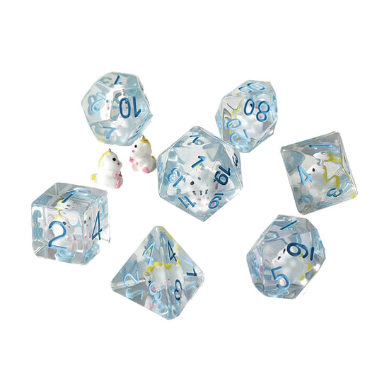 RESIN DICE UNICORN 7PC DICE SET (NET) (C: 1-1-2)