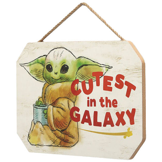 STAR WARS BABY YODA GROGU 4X6 HANGING WOOD WALL DECOR (NET)