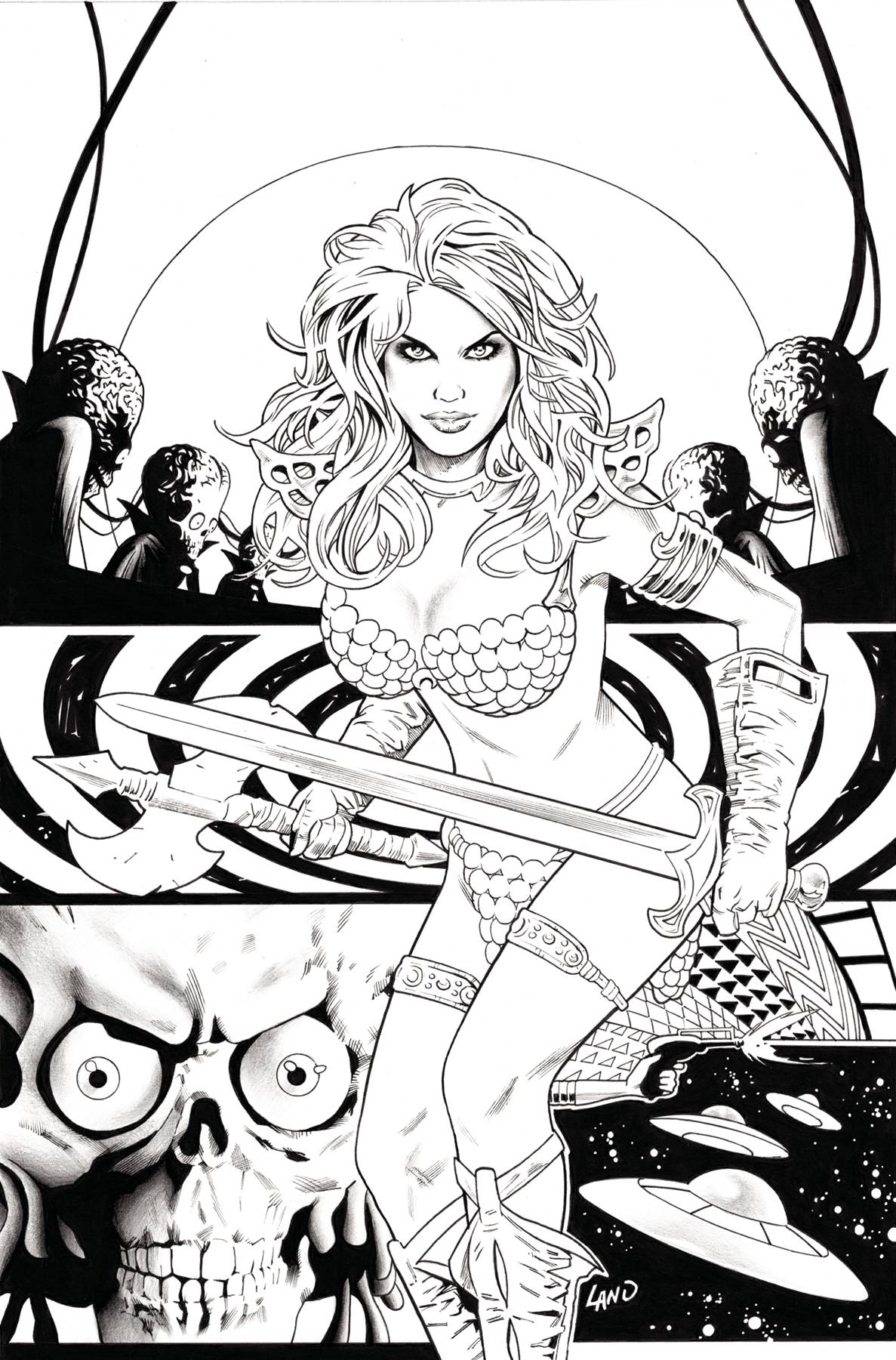 RED SONJA ATTACKS MARS #3 CVR F 10 COPY INCV LAND LINE ART V