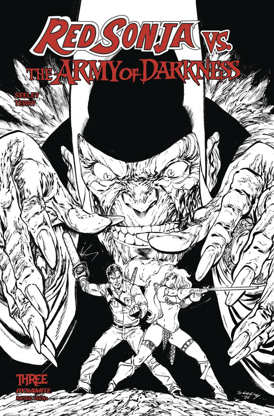 RED SONJA VS AOD #3 CVR G 10 COPY INCV SEELEY LINE ART