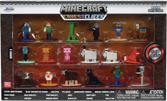MINECRAFT CAVES CLIFFS 1.65IN NANO METALFIGS 18PK W8 (NET) (
