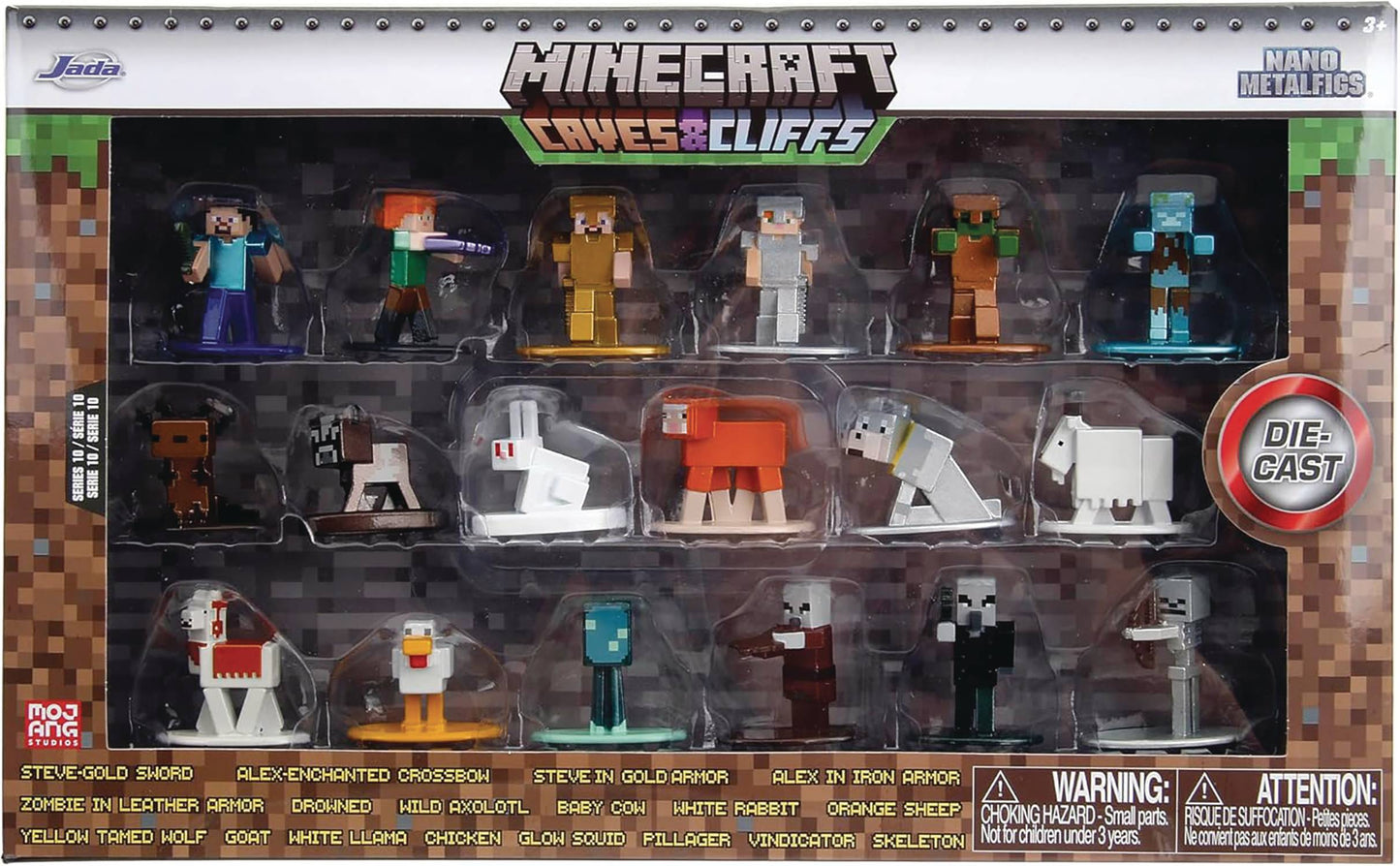 MINECRAFT CAVES CLIFFS 1.65IN NANO METALFIGS 18PK W10 (NET)