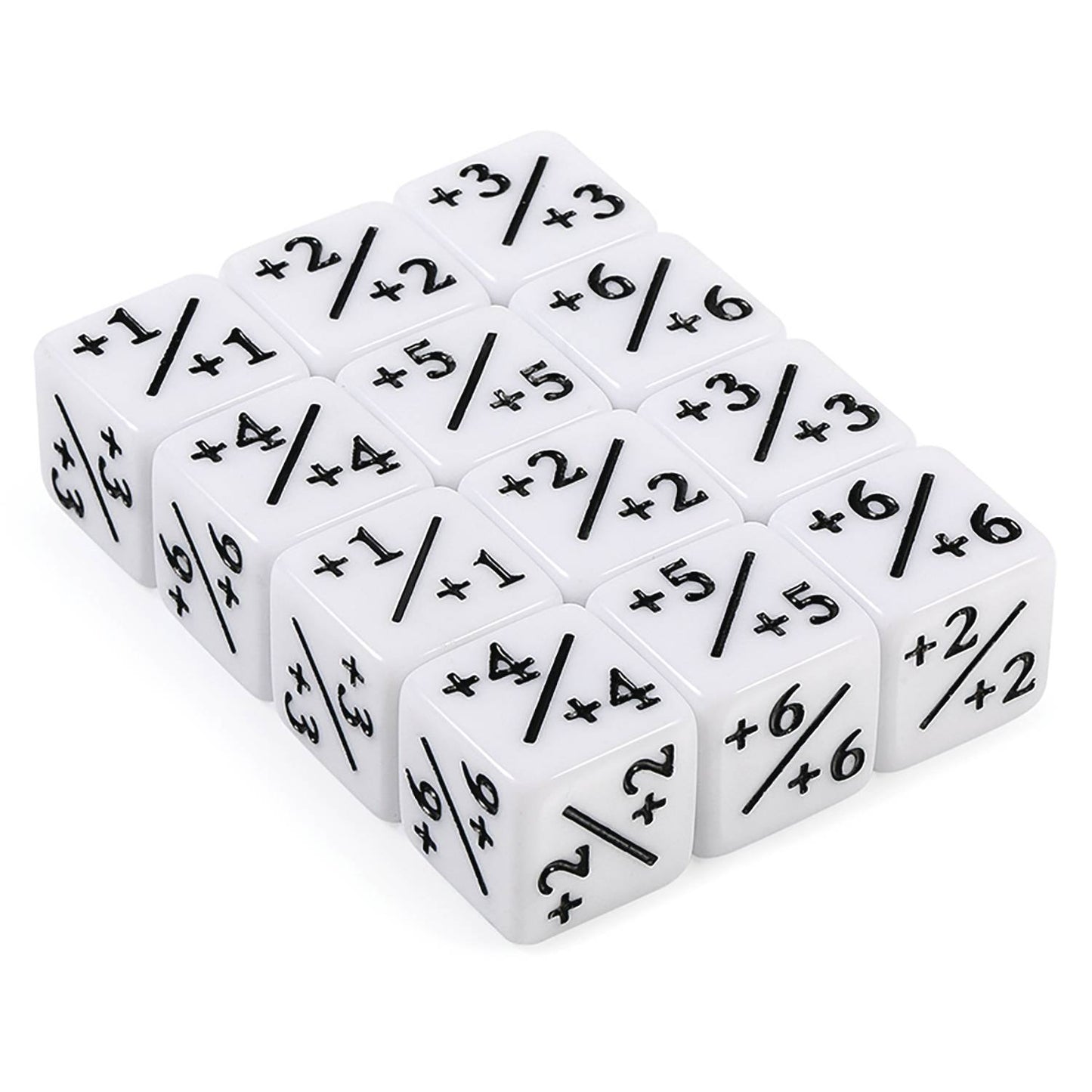 POSITIV/NEGATIVE DICE COUNTERS WHITE 12PC SET (NET) (C: 1-1-