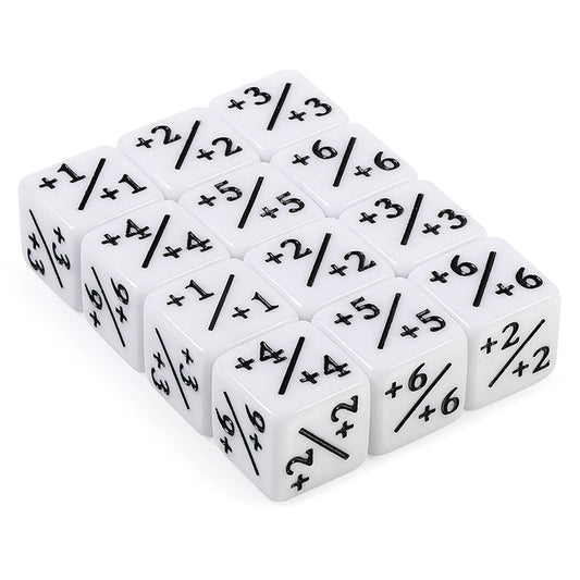 POSITIV/NEGATIVE DICE COUNTERS WHITE 12PC SET (NET) (C: 1-1-