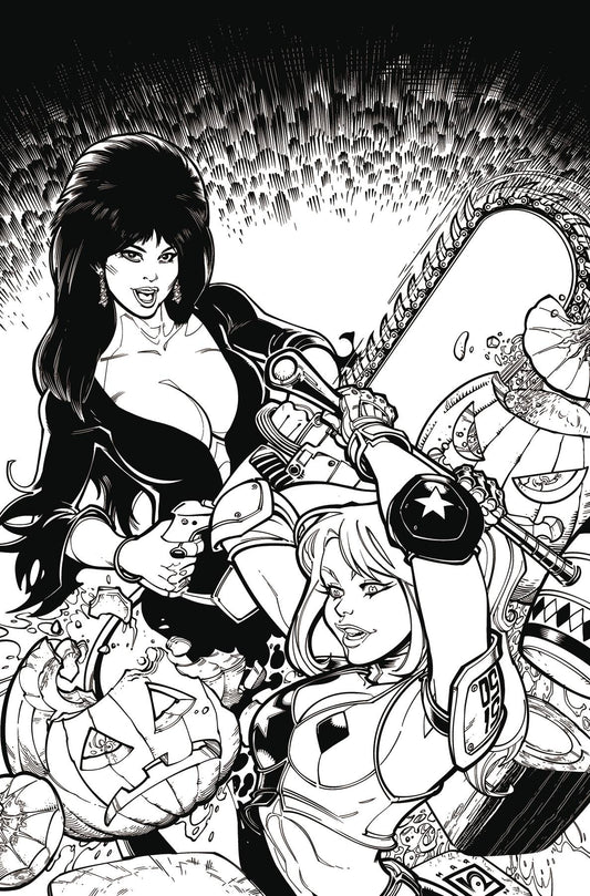 HARLEY QUINN X ELVIRA #1 CVR Q 15 COPY INCV HARDIN LINE ART