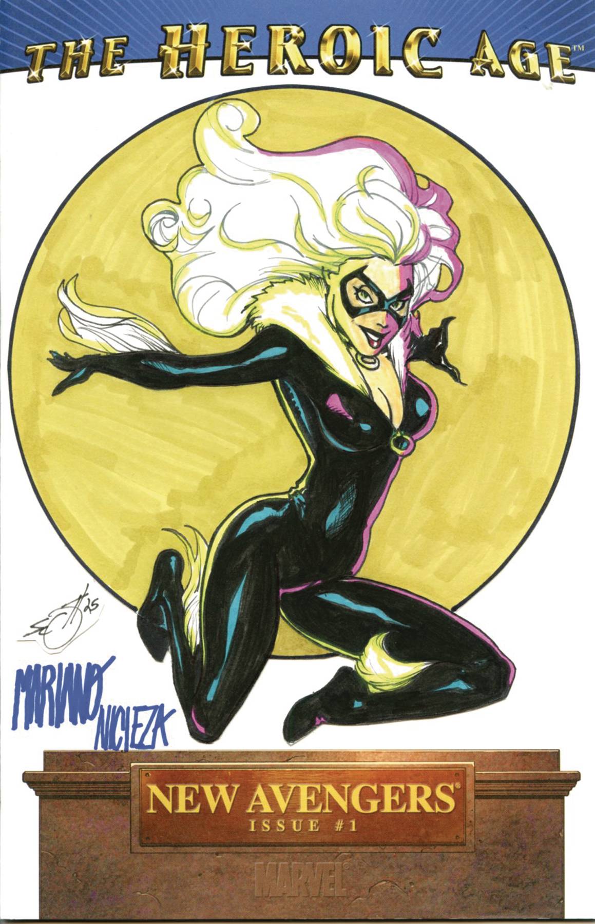 DF MARVEL CVR ART SGN & REMARK SCOTT & NICIEZA BLACK CAT SKE
