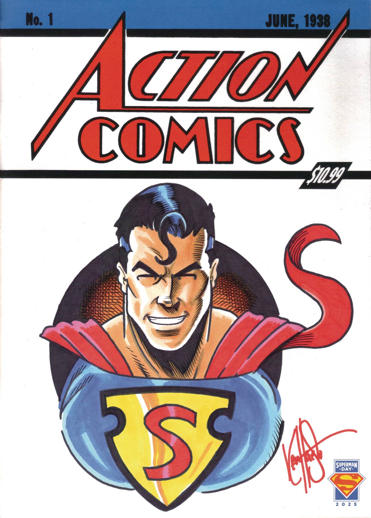 DF ACTION COMICS #1 GOLDEN AGE FACSIMILE SGN & REMARK HAESER