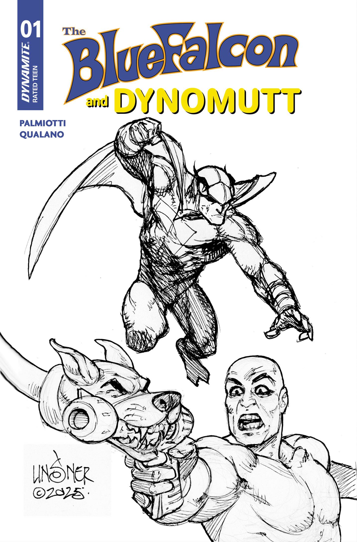 THE BLUE FALCON & DYNOMUTT #1 CVR L 10 COPY INCV LINE ART (C