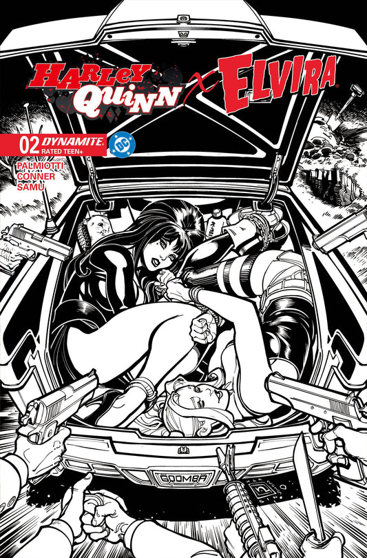 HARLEY QUINN X ELVIRA #2 CVR M 10 COPY INCV HARDIN LINE ART
