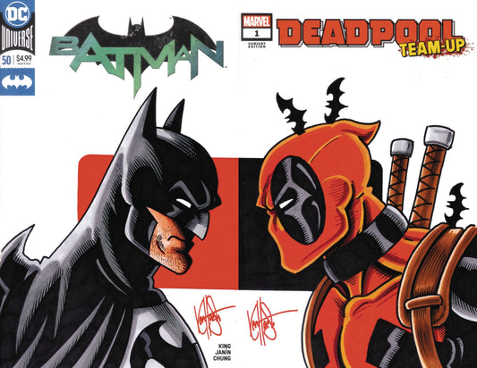DF MARVEL DC COMICS 2 PART HAESER DEADPOOL BATMAN SKETCH (C: