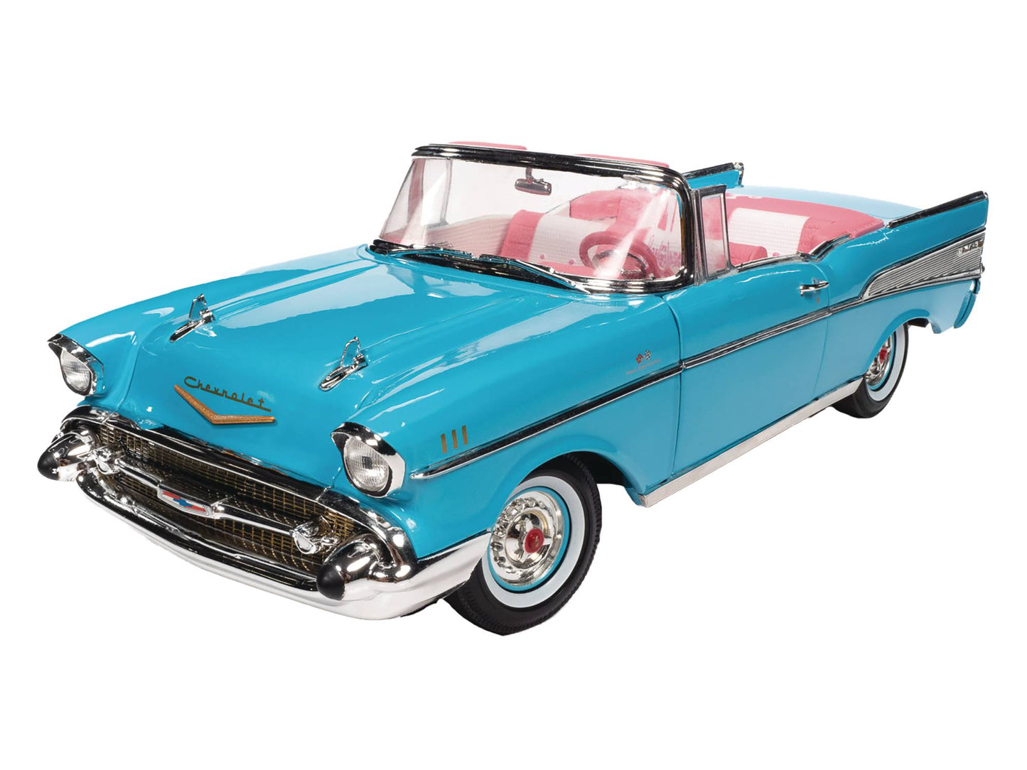 BARBIE 1957 CHEVY BEL AIR BLUE 1/18 SCALE DIE-CAST CAR (NET)